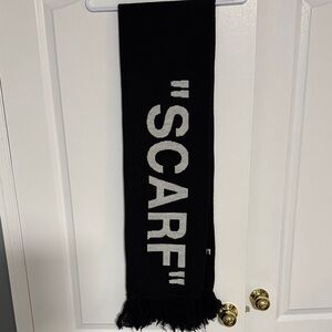 Off white Black Scarf with White Text unisex